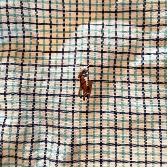 Ralph Lauren Men’s Blue and Green Patterned Button Down - Medium - Picture 4 of 5